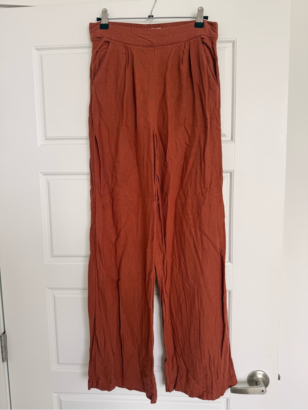 Abercrombie wide leg linen pant- rust size small LONG